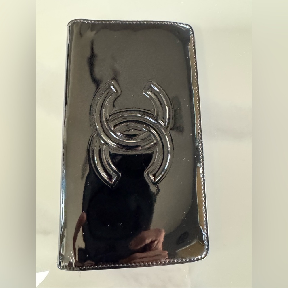 Authentic Chanel Black Patent Leather Wallet